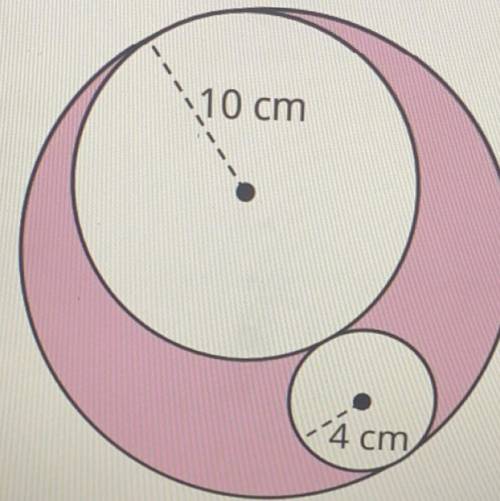 Find the area of the pinked shaded area? 
10 cm
4 cm