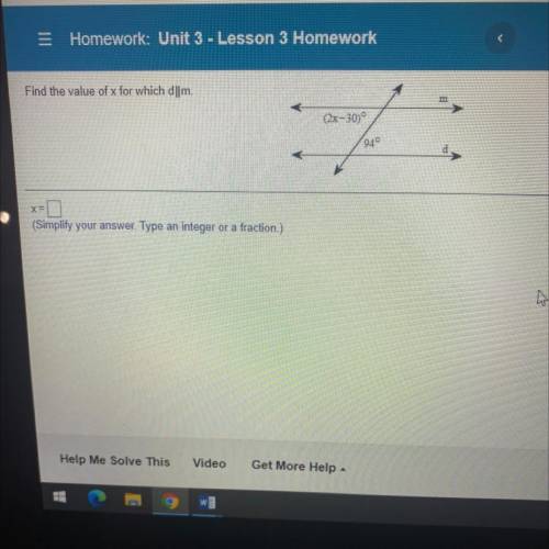 SOMEONE PLEASE HELP ME ANSWER THIS QUESTION RIGHT. Find the value of x for which d llm