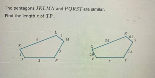 Find the length x of TP.