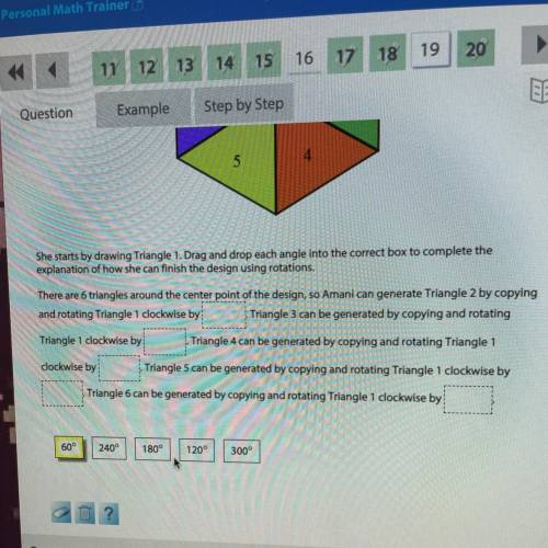 She starts by drawing Triangle 1. Drag and drop each angle into the correct box to complete the

e