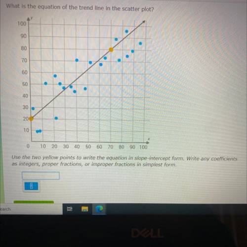 Pls help ASAP 
Write an equation of the trend line in the scatter plot