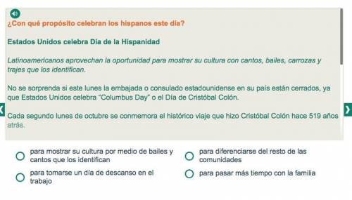 PLEASE HELP WITH SPANISH!! PT 3

Question that goes along with the reading, answer choices at the