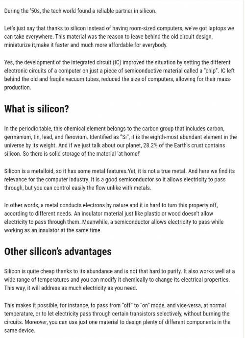 Silicon is used in computers. Give reasons.​