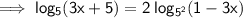 \mathsf{ \implies  log_{5}(3x + 5) =  2 \: log_{ {5}^{2} }(1 - 3x)  }