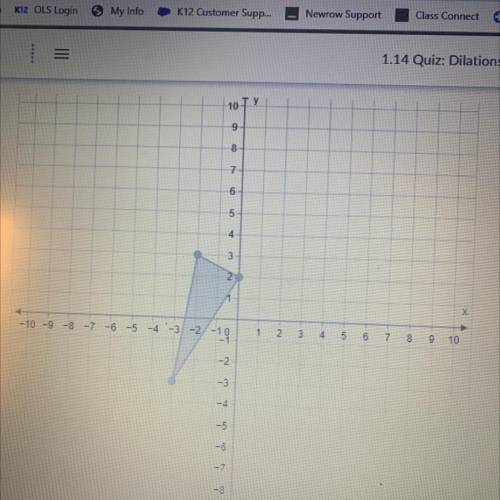 Graph the image of the given triangle under a dilation with a scale factor of -3 and center of dila