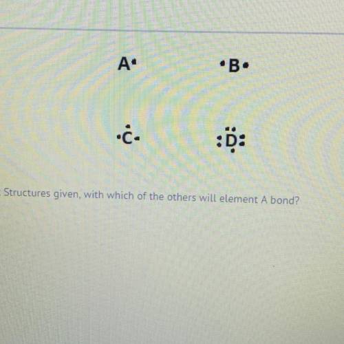 Based on the Lewis Dot Structures given, with which of the others will element A bond?

A)B
B)C
C)