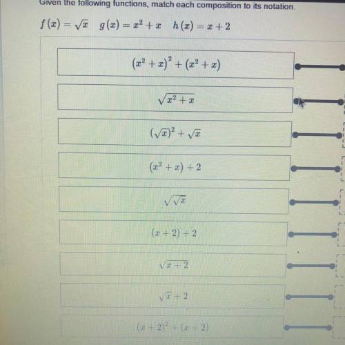 Help pls

f(x) = g(x) = x2 + 2 h (2) = +2
(x2 + x)? + (x2 + x)
✓ x² + x
2
x^+ z(x^)
2
(x² + x) +2