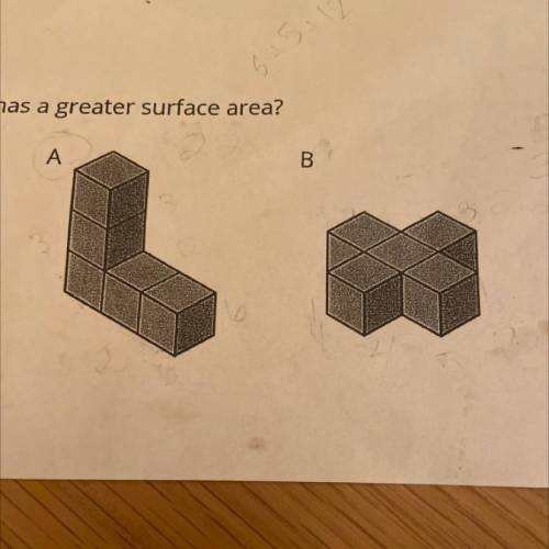 Which figure has a greater surface area? And how do I find the surface area? thanks!