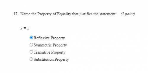 Name the property of equality that justifies the statement x=x