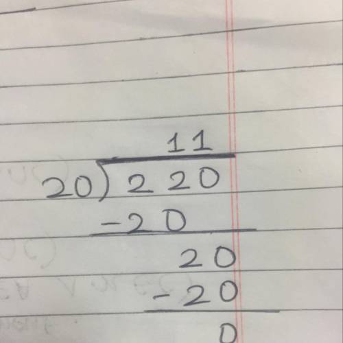 Divide . Write the missing numbers 20 divided by 220