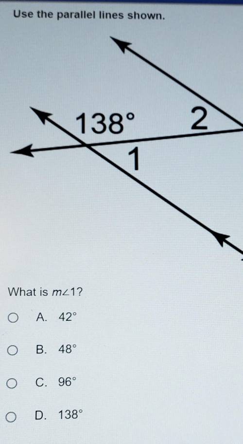 What is m1?a. 42°b. 48°c. 96°d. 138°