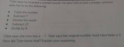 Tyler says he invented a number puzzle he asked Claire's to pick a number then ask her to do the fo