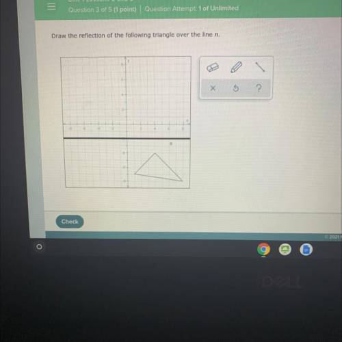 Draw the reflection of the following triangle over the line n.