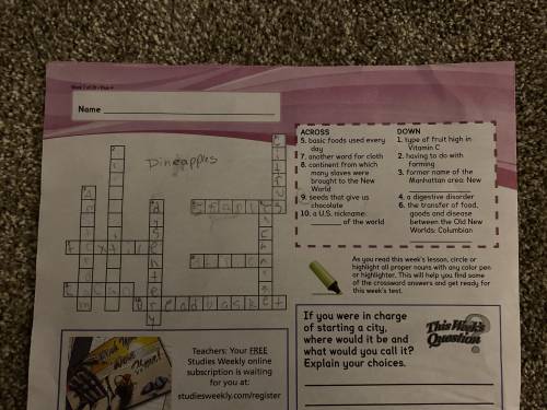 Studies weekly week 7 grade crossword puzzle. Pls help