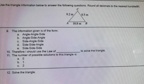 Please answer by using Law of Cosine, also explain!