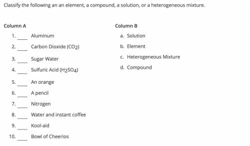 Is an orange an element, a compound, a solution, or a heterogenous mixture?