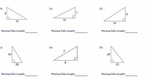 Need help asap! Pythagorean theorem / find the missing length of a triangle.

Photos of questions