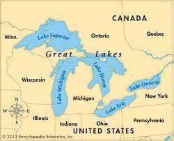 Name the group of freshwater lakes along the border of Canada and the United States.

A. The Great