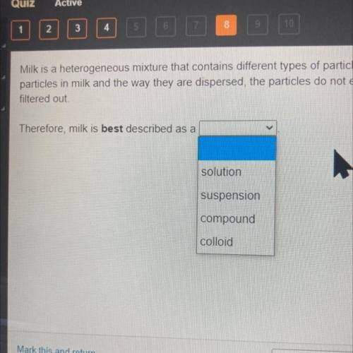 Is milk a solution, suspension, compound , colloid ?
