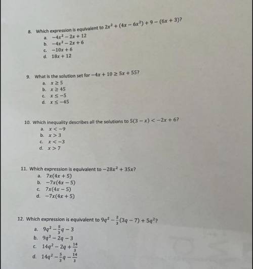 Does anyone know the answers to this? and please show work (I’ll mark you brainliest)