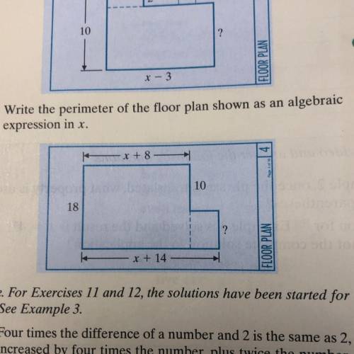 Write the perimeter of the floor plan shown as an algebraic expression in x.