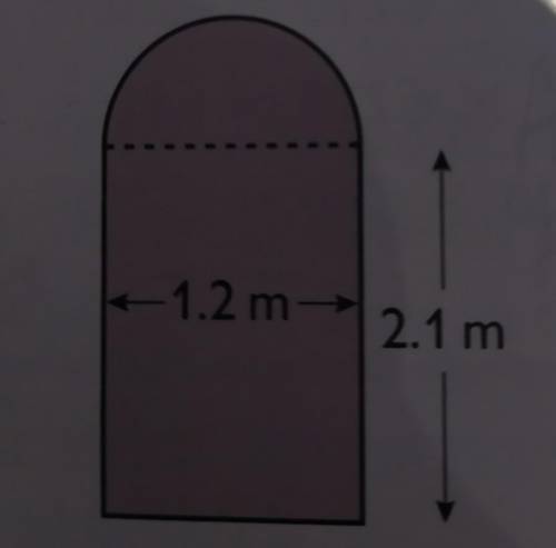 5) Here is a church door. The arch at the top is a semicircle. Calculate the area of the door.