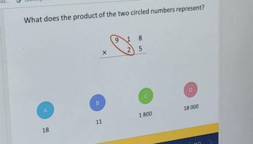 What does the product of the two circled numbers represent?