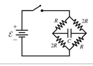 In the circuit the switch is initially open and the capacitor is uncharged. Find expressions for th