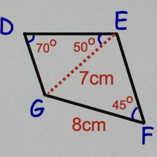 Find the area of quadrilateral DEFG.