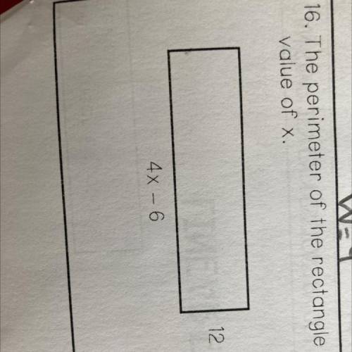 The perimeter of the rectangle shown is 36 inches. Write and solve an equation to find the value of