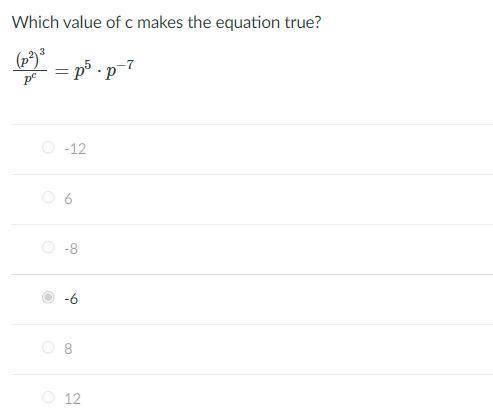 Which value of c makes the equation true?