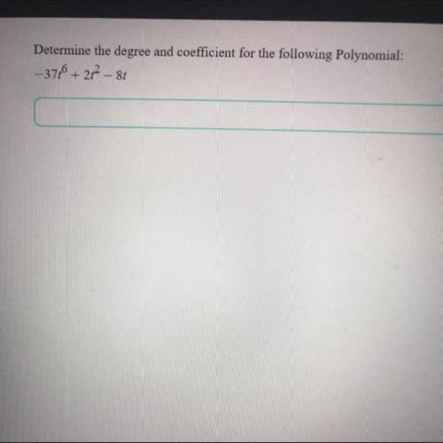 Determine the degree and coefficient for the following polynomial