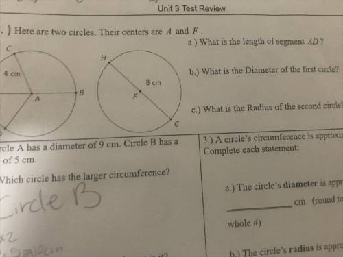 ( Need help ASAP worth 40 points) Here are two circles their centers are A and F a:What length is s