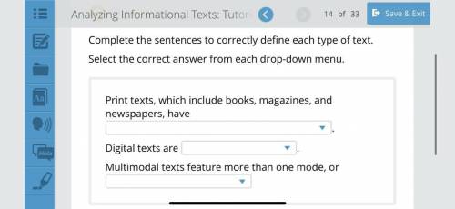 Complete the sentences to correctly define each type of text.

Select the correct answer from each