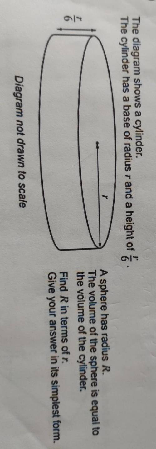 The diagram shows a cylinder. The cylinder has a base of radius r and a height of a A sphere has ra