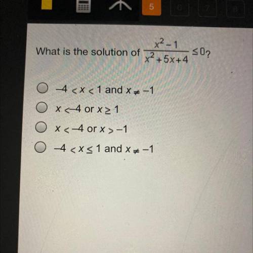 What is the solution of
x^2-1/x^2+5x+4<_0