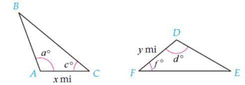 Determine whether the two triangles are congruent. If they are congruent, state by what theorem (SS
