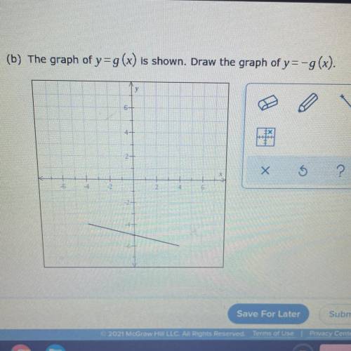 The graph of y=g(x) is shown. Draw the graph of y=-g(x).