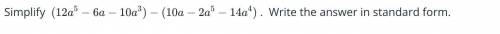 Please put the following equaisi plify the following equation, and put in standard form