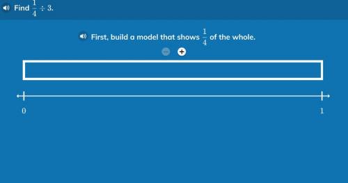 Find 1/4 divided by 3 first build a model that shows 1/4 of the whole