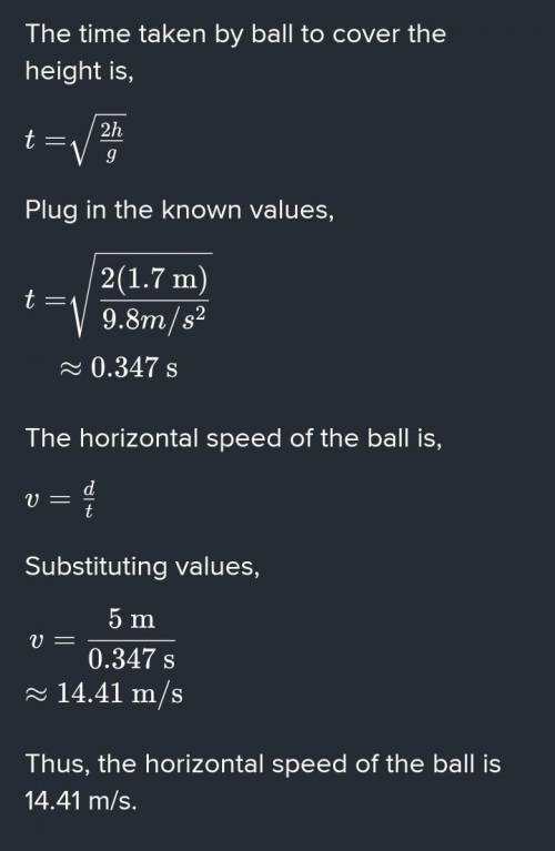 A ball is traveling horizontally when it clears a volleyball net that is 1.7m high. What maximum {ho