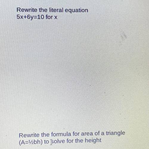Rewrite teh formula for area of a triangle
