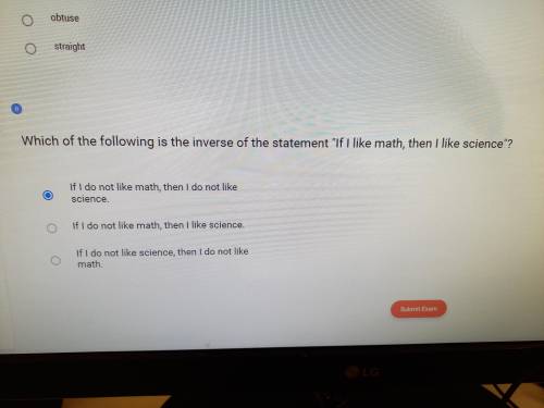 Which of the following is the inverse of the statement if I like math, then I like science?