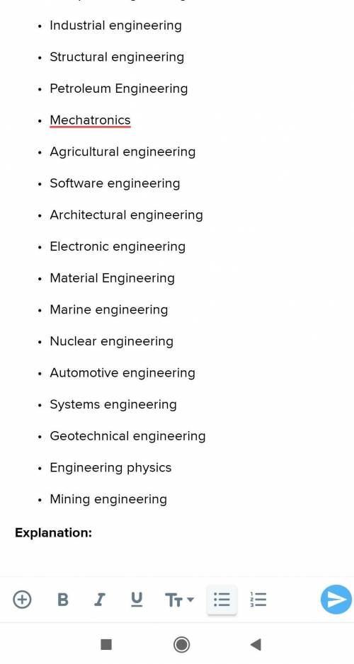 Different fields of engineering