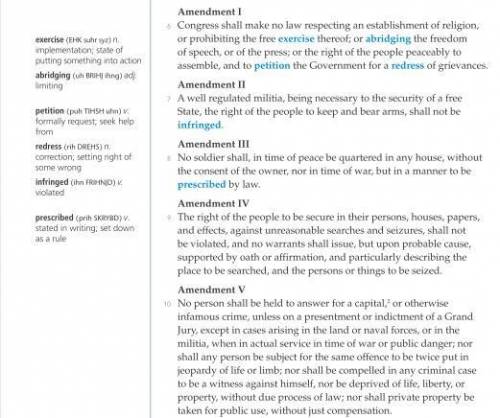 Which amendment in the Bill of Rights (Perspectives p. 31-33) do you feel is the most important for