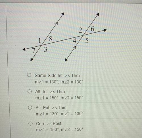 Identify the theorem or postulate that is related to the measure of the angles in the pair and find