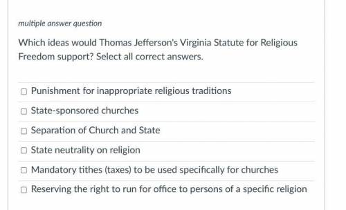 VA statute for religious freedoms, what would be supported? You can put A,B,C...etc. instead of wri