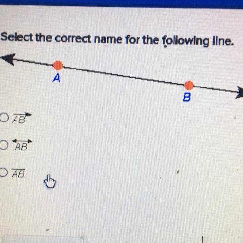 Select the correct name for the following line.
A
в
O AB
AB
OAB