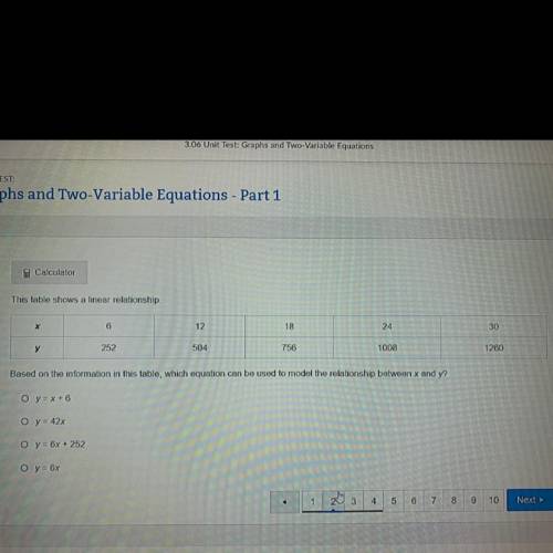 This table shows a linear relationship

Based on the information in this table, which equation can