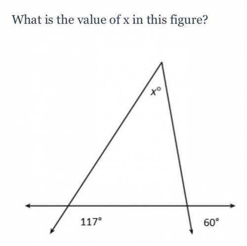 What is the value of x in the figure 
1) 23
2)43
3)57
4)60